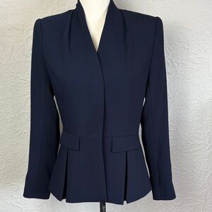 The Fold Navy Crepe Fitted Jacket